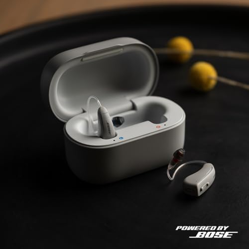Lexie B2 Plus Powered by Bose - Self-Fitting Rechargeable OTC Hearing Aids for Mild to Moderate Hearing Loss in Adults and Seniors - Clear Sound - Wireless Charging Case - Bluetooth-Enabled - Gray