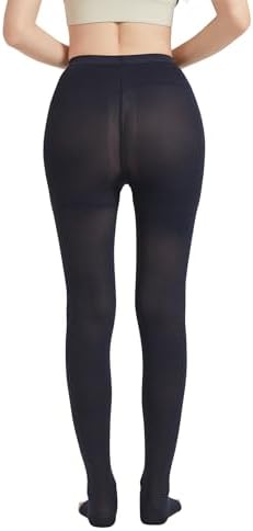 MGANG Medical Compression Pantyhose for Women & Men, 20-30mmHg Graduated Compression Support Tights, Open Toe, Opaque Waist High Compression Stockings for Edema, Varicose Veins, Flight, Navy Blue L