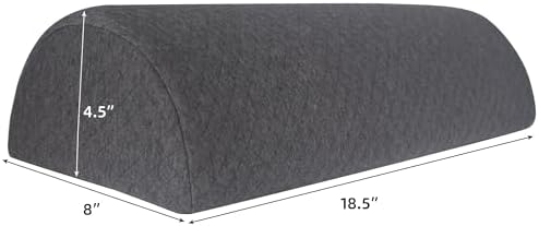 Half Moon Bolster Knee Pillow, Back Pain Relief Memory Foam Leg Pillow, Semi Roll Round Lumbar Leg Wedge for Side Sleepers - Reducing Head Neck Spine Hip Pressure - L