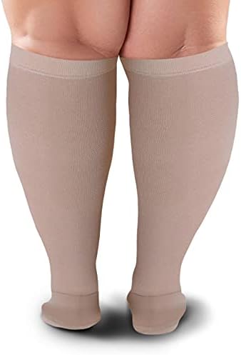 Compression Socks 20-30 mmHg for Women & Men - Knee High Stockings (X-Large, Beige)