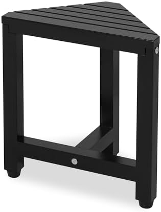 TYYIHUA 13.2" Shower Stool for Shaving Legs, Shower Foot Rest, Shower Stool for Inside Shower Waterproof, Small Corner Stool for Small Space, Small Shower Bench for Bathroom, Black