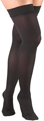 Truform Women's Compression Stockings, 20-30 mmHg, Thigh High Length, Closed Toe, Opaque, Black, Large