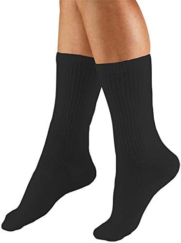 Truform Compression Socks, 15-20 mmHg, Men's Crew Length Mid-Calf Cushion Foot Socks, Black, X-Large