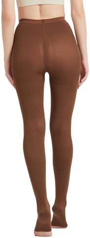 MGANG Medical Compression Pantyhose for Women & Men, 15-20mmHg Graduated Compression Support Tights, Open Toe, Opaque Waist High Compression Stockings for Edema, Varicose Veins, Flight, DVT, Brown XXL