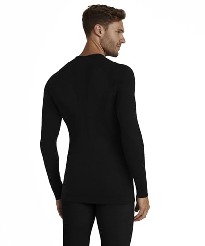 FALKE Men's Wool Tech Base Layer Top, Black, S