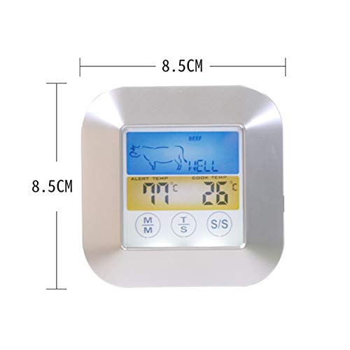 BERHUTJ Touchscreen Digital Food Meat Thermometer Timer Alert for Kitchen Cooking BBQ Grill