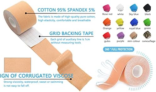 SOON GO Kinesiology Tape Pro 5 Rolls, 2 Inch High Elasticity Sports Tape Therapeutic Pain Relief–Physio Tape for Muscle Recovery & Joint Support, Waterproof & Hypoallergenic & Breathable–Orange