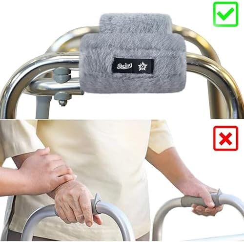 SPRING SEAON Walker Hand Pads Fluffy Walker Handle Cushions Non-Slip Universal Walker Grips Padded Hand Covers Soft Pads for Walkers for Seniors Walker Pads for Handles Folding Rolling Wheelchair, Rollator Handle, Elderly Grippers 2 Pack
