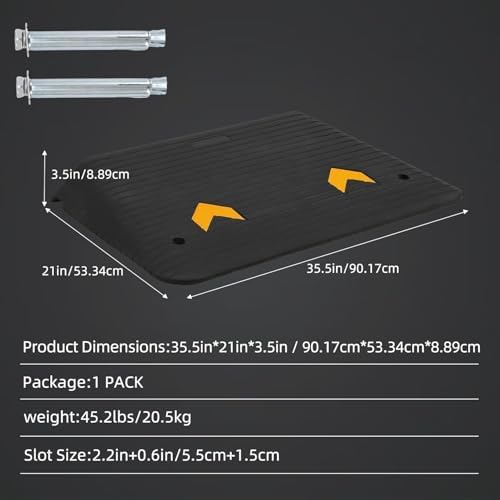 3.5" Rise Rubber Threshold Ramp for Doorways - 33,000 LBS Capacity Wheelchair Ramp, Non-Slip Surface, Portable Driveway Curb Ramps for Home Entry (3.5 in)