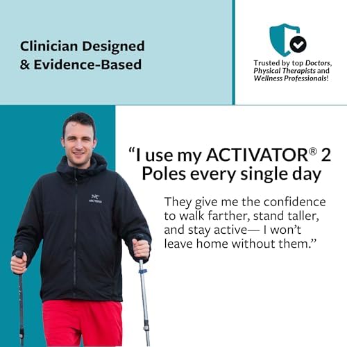 Urban Poling ACTIVATOR® 2 Walking Poles – 1 Pair – CoreGrip™ for Stability, Weight-Bearing, Recovery & Core Strength – Adjustable, Collapsible, Lightweight, Compact & Ideal for Travel or 6FT+ Users