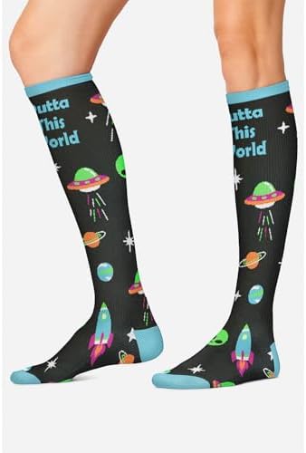 Cherokee Women's 10-15mmHg Compression Socks – Fun Print Knee Highs with Light Support, Soft Feel - PRINTSUPPORT