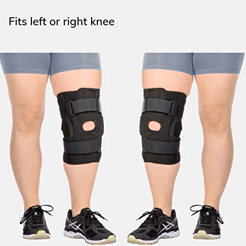 BraceAbility Torn Meniscus ROM Knee Brace - Hinged Post Surgery Support with Flexion Extension Control for Hyperextension and Locking Treatment, Ligament PCL or ACL Tears, Osteoarthritis (2XL)