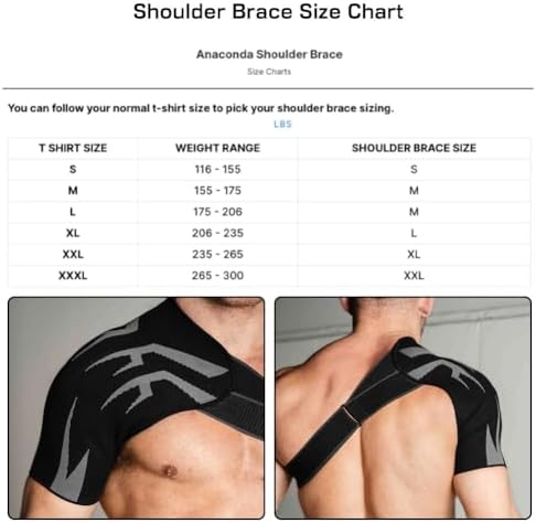 Anaconda Shoulder Brace for Men, Adjustable Compression Support Sleeve, Rotator Cuff Shoulder Brace, Compression Support Pain Relief, Arm Sling Injury and Torn Rotator Cuff for Left or Right Arm(X-Lar