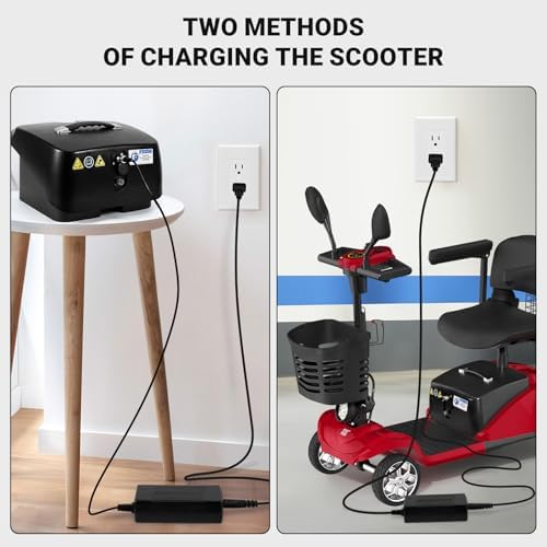 Foldable Mobility Scooters for Seniors, 4 Wheels Electric Mobility Scooter for Adults W/Removable Battery, Removable Basket, LED Headlights and Cup Holder, Charger Included - Red