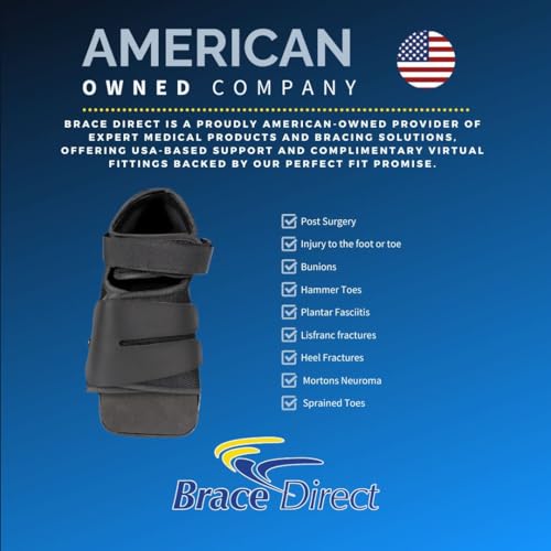 Brace Direct Square Toe Deluxe Post Op Shoe - Orthopedic Recovery Support for Broken Foot, Stress Fracture, Bunion, Hammer Toe, Diabetic Ulcer & Post-Surgery Healing Size XS – Men 4-5.5 / Women