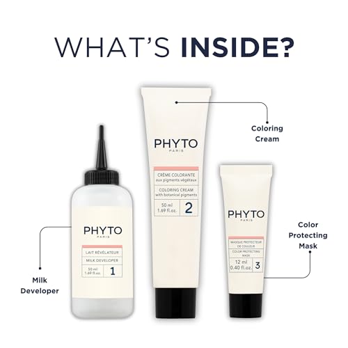 PHYTO Phytocolor Permanent Hair Color with Botanical Pigments, 100% Grey Hair Coverage, Ammonia-free, PPD-free, Resorcin-free, 0.42 oz