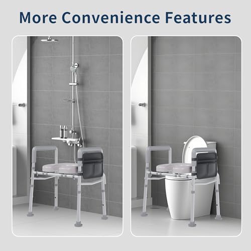 Toilet Seat Riser for Seniors, Raised Toilet Seat with Handles,Adjustable Height & Width, 400lb Raised Toilet Seat with Handles for Elderly, Handicap, Elevated, Pregnant, Fit Any Toilet