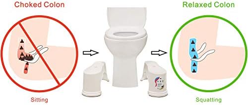 EVRON Toilet Stool 7" Bathroom Squatting Poop Stool for Potty Assistance,Portable Plastic Potty Stool for Adults,Space Saving Storage,Flexible Distance Adjustment Stackable Design(White 1 Pairs)