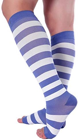 Doc Miller Compression Socks for Pregnant Women – Wide Calf, Open Toe Knee Sleeve 15-20 mmHG,Toeless Pregnancy Stockings for Varicose Veins, Footless Shin Splint Relief, 1 Pair