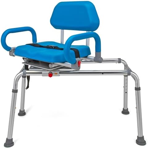 Sliding Shower Chair Tub Transfer Bench with Swivel Seat â Adjustable Bath Safety Chair, Pivoting Arms, Height Adjustable Sliding Transfer Bench for Inside Shower & Bathtub, 330 lb Capacity