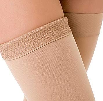 TOFLY® Thigh High Compression Stockings for Women & Men (Pair), Open Toe, Opaque 20-30 mmHg Graduated Compression Hose, Medical Compression Stockings for Varicose Veins, Edema, DVT, Travel,Beige XXL
