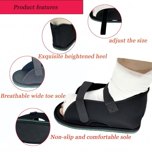 Adjustable plaster shoes postoperative shoes, medical walking shoes with Magic sticker, suitable for foot sprains, ankle fractures, toes, suitable for left and right feet(L)