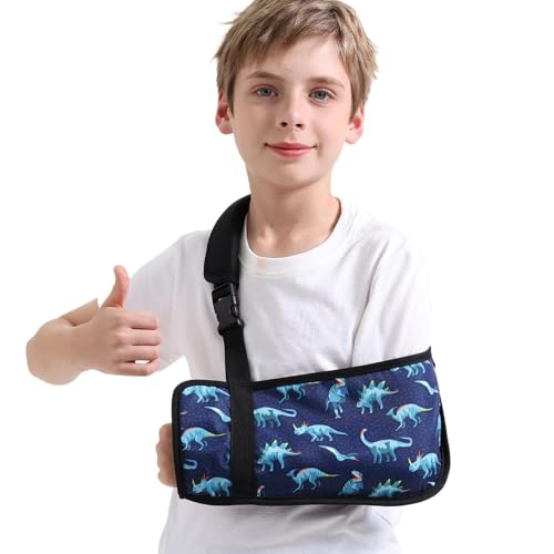 Kids Arm Sling for Boys with Dinosaur Print â Adjustable Fracture Support Sling for Stable Injuries, Post-Surgery & Recovery (Dinosaur, Small)