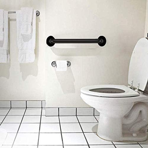 Black Shower Grab Bar 16 Inch - 1.25" Diameter, iMomwee 2 Pack Stainless Steel Bathroom Grab Bar Handle, Bathroom Shower Balance Bar,Safety Hand Rail Support,Handicap Elderly Senior Assist Bath Handle
