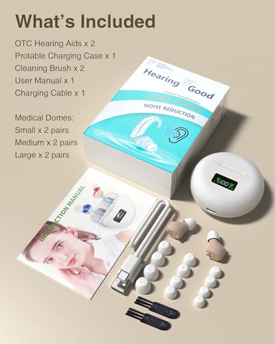 Discreet Hearing Aids with Audio Tracker (Not Amplifier), Rechargeable Hearing Aids for Seniors with Noise Reduction, Auto-On/Off In-The-Ear OTC Hearing Aid with 2 Modes