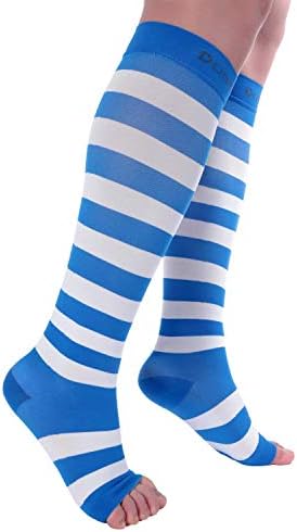 Doc Miller Compression Socks for Pregnant Women – Wide Calf, Open Toe Knee Sleeve 15-20 mmHG,Toeless Pregnancy Stockings for Varicose Veins, Footless Shin Splint Relief, 1 Pair