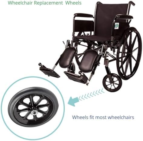 Wheel Replacement for Wheelchairs, 8 inch by 1 inch Black (2)
