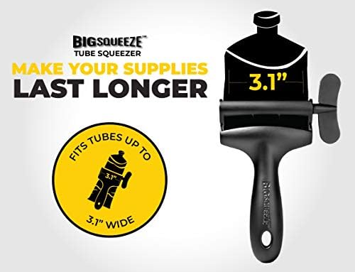 Big Squeeze® Tube Squeezer | Heavy Duty Tube Wringer - Made in USA - Toothpaste, Paint, Cosmetics, Sunscreen, Hair Dye, Adhesives, Metal Tubes. Comfortable Ergonomic Dispenser Tool (Black)