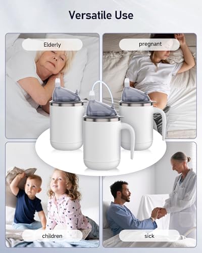 Multifunctional Adult Sippy Cup for Elderly Spill Proof - Easy to Grasp Handles, Precise Liquid Control- 15oz Stainless Steel Sippy Cup with Straw, No Spill Cups for Elderly, Seniors