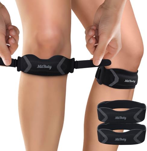 Patellar Tendon Support Strap with Silicone Pad (2 Pack) Adjustable Patella Knee Brace for Men, Women & Youth, Knee Protector Band & Relief Strap for Running, Sports & Daily Activities