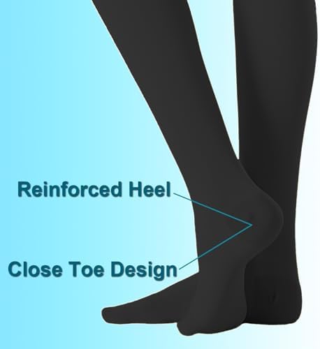 Medical Compression Pantyhose For Women & Men,20-30mmHg Graduated Support Hose Tights,Opaque Close Toe Waist High Compression Stockings For Athletic,Flight,Travel Use