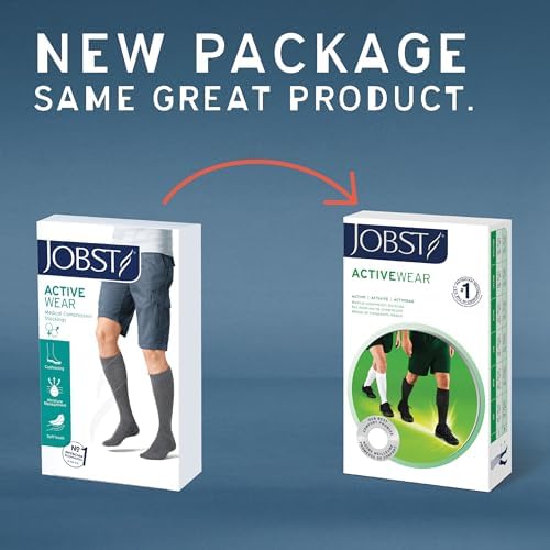 JOBST ActiveWear 20-30mmHg Compression Socks Knee High, Closed Toe, Steel Grey, Small