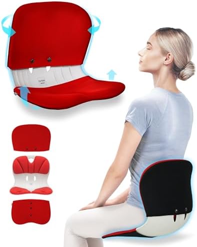 curble WIDER(Standard Wide) COVER SET â Lower Back Support Chair with Detachable Cover, Lumbar Support Posture Corrector, Back Pain Relief (Set Red)