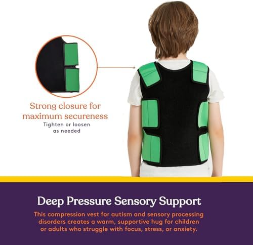 Sensory Compression Vest for Kids Sensory Processing Disorder Vest Breathable, Form-Fitting, Kids Green