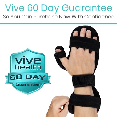 Vive Resting Hand Splint - Stroke Recovery Support Brace for Straightening Fingers - Right & Left Wrist Night Immobilizer - Patient Rehabilitation Tools Tendonitis, Arthritis, Carpal Tunnel Relief