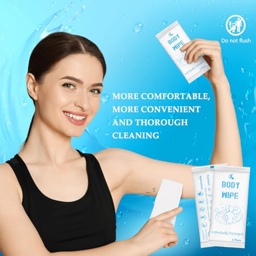 Timgle 200 Pcs Deodorant Body Wipes Individually Wrapped Bath for Adults Face Hand Body Wipes Pearl Pattern Wet Shower with Aloe Bathing Disposable Cleansing for Travel Gym Travel