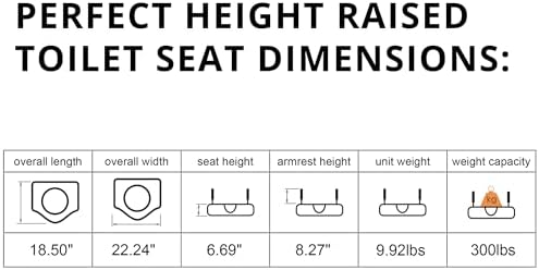 Platinum Health PerfectHeight™ Raised Toilet Seat with Arms. Adjustable Height Now and The Future. Integrated Clean-Funnel. Never Loosens