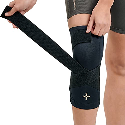 Tommie Copper Pro-Grade Compression Knee Sleeve, Unisex, Men & Women, Adjustable Ultimate Support Sleeve, Integrated Straps for Knee Stability & Muscle Support - Black, X-Large