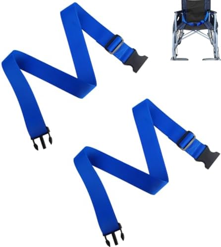 Wheelchair Safety Strap Seat Belt,Adjustable High Chair Safety Harness,Patients Cares Safety Strap,Chair Strap for Elderly/Adults/Kids (2PCS-Blue)