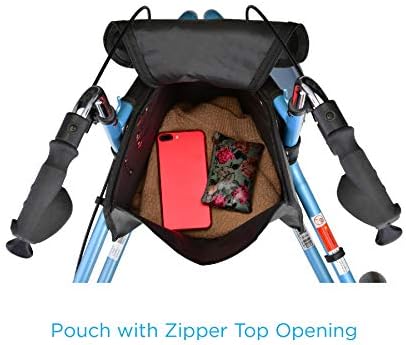 NOVA Medical Products Pouch Bag for 3 Wheeled Rollator Walker, Black, 1 Count