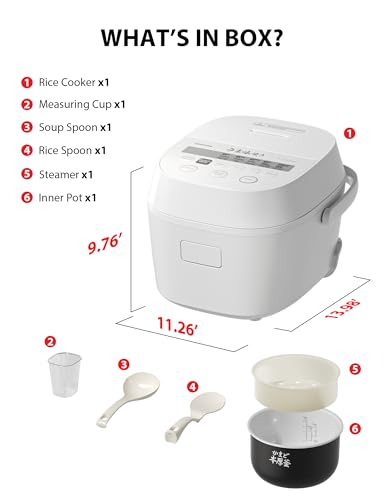 TOSHIBA OriginTaste Rice Cooker 10-Cup Uncooked, Fuzzy Logic, 15-in-1 Functions, Digital Display, Delay Timer, Keep Warm, Nonstick Inner Pot, White
