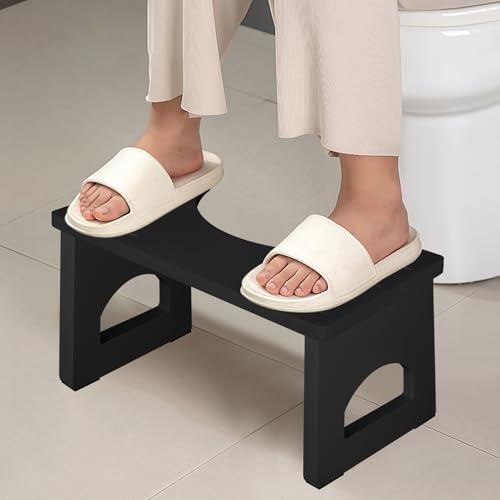 Foldable Toilet Potty Stool for Adults,Wood Portable Squatting Poop Foot Stool, Bathroom Non-Slip Toilet Assistance Step Stool - Gifts for Kids Seniors