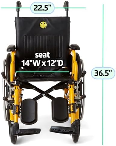 Medline Pediatric Wheelchair for Children - Promoting Comfort and Mobility, 14”W x 12”D Seat