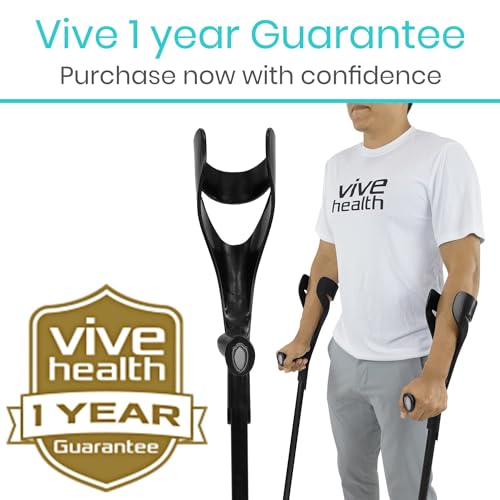 Vive Forearm Crutches (Pair) - Adjustable, Lightweight Arm Crutches Forearm for Adults - Ergonomic Arm Crutch Cuff and Comfortable Handles - Heavy Duty Crutches Non Slip Skid Replaceable Rubber Tips
