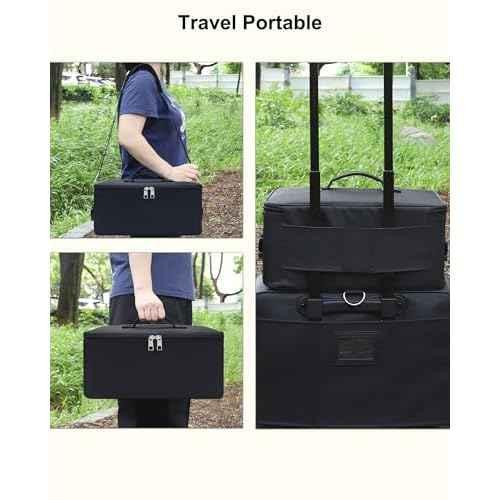 Relavel Makeup Bag Large Makeup Case Professional Cosmetic Storage Organizer Box Brush Holder with 3 Clear Set Bags for Makeup Artists with Shoulder Strap & Adjustable Dividers