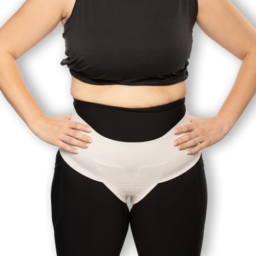 Women's Pelvic Support Belt - Uterus & Bladder Girdle | Postpartum Recovery, Pain Relief | High Waist White (Large)